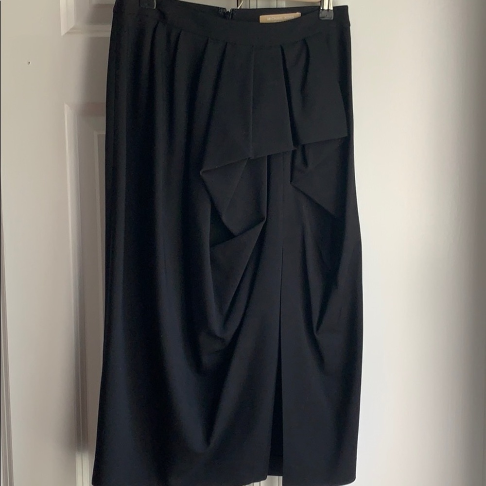 Michael Kors Black Front Ruffle Skirt